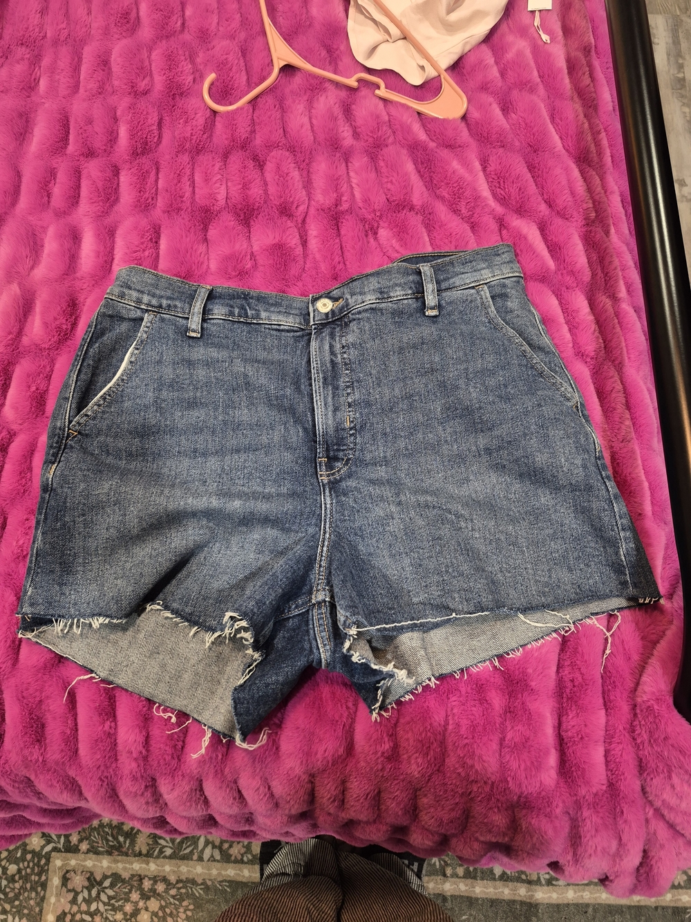 Adjustable Old Navy Distressed High-Rise Denim Shorts - Blue